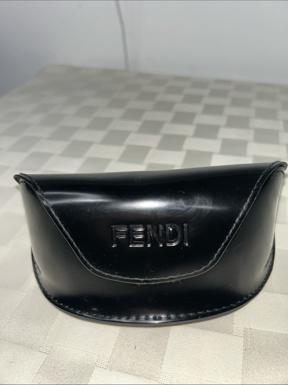 Fendi Glossy Black Eyewear Case with Embossed Logo